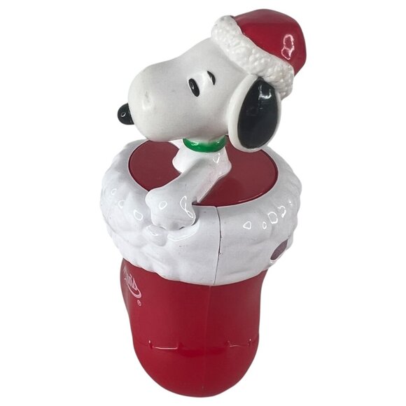 3 Whitmans Peanuts Snoopy Christmas Stocking Figurines Candy Holders Red Green - Picture 8 of 13